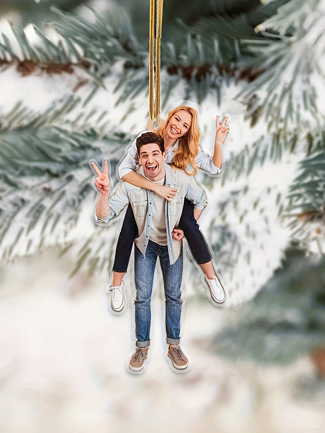 2D Flat Custom Christmas Decorations for Families, Couples, and Pets Photo Ornaments, Acrylic Christmas Tree Decorations Personalized Image Decorations as Christmas Gifts